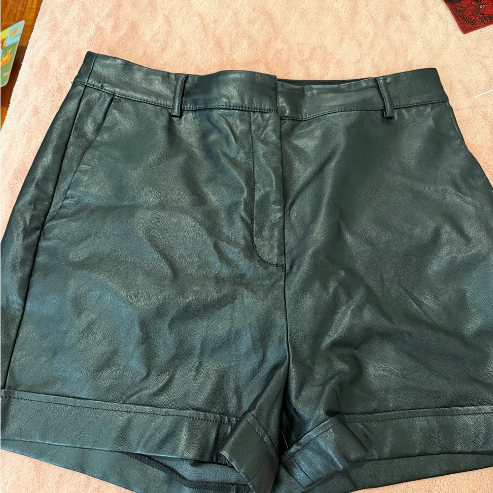 Express black Faux Leather High-Waist Shorts